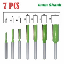 7Pcs 6mm Shank Straight Bit Tungsten Carbide Single Double Flute Router Bit Wood Milling Cutter for Woodwork Tool