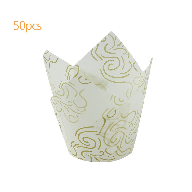 Mini Wedding Cupcake Wrappers Muffin Wrappers Diy Tulip Cupcake Liners/Cups Cupcakes Wrapping Paper White/Blue/Rose Gold 084: B 50pcs