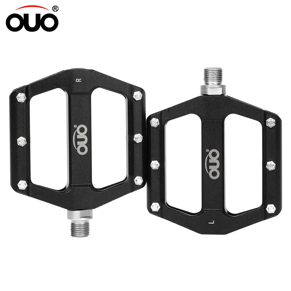 OUO-pedales de aluminio Enduro para bicicleta de montaña, accesorios para bici de carretera, Pedal de plataforma, color negro y rojo