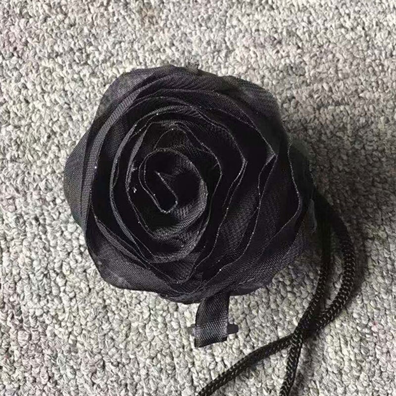 Bolsa de compras plegable, bolsa de hombro de tela Oxford con flores rosas, bolsas de supermercado portátiles ecológicas, bolsa reutilizable para mujeres 1 unidad: Black