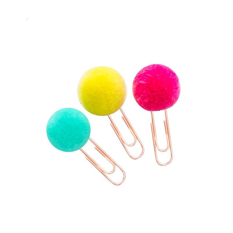 Bola de Pelo de metal rosa dorado para mujer, clip de papel de modelado, papelería escolar, suministros decorativos para fotos, papelería, 1 ud.