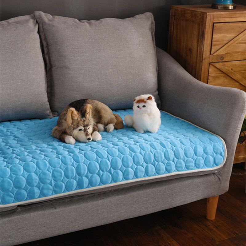 Esteras refrigerantes para mascotas, manta de cama de perro, sofá, esterilla enfriadora portátil para dormir, tapete de seda de hielo para perros y gatos