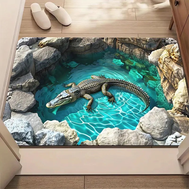 Front Door Mat Entrance Brick Bottomless Hole Area Rug 3D Trap Optical Visual Illusion Rugs Playroom Floor Carpet Mat: 400mm x 800mm / Burgundy