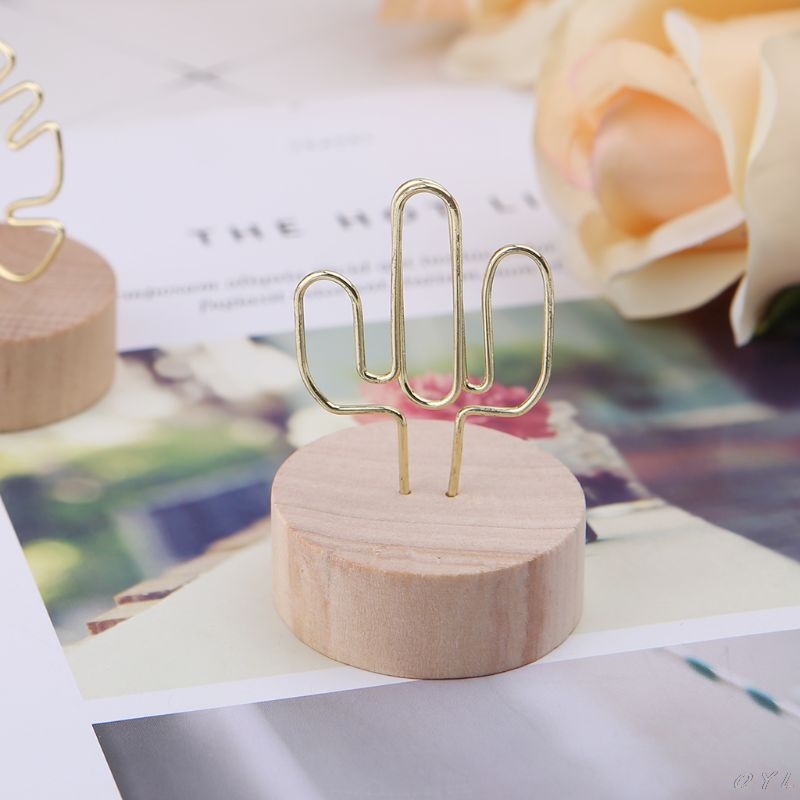 Memo Card Photo Message Picture Clip Note Clamp Table Numbers Round Wooden Base Holder For Wedding Party
