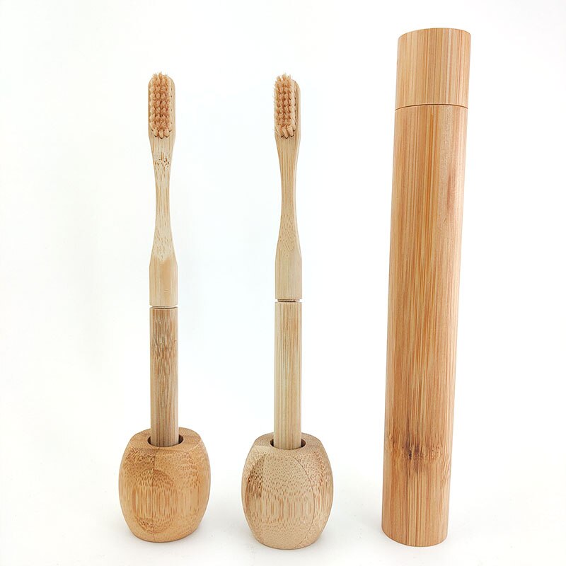 Di bambù Spazzolino Da Denti con il tappo-in di Ricambio Teste della Spazzola Cambiamento Testa ToothBush Cura Dei Denti Spazzole per Pulizia per I viaggi Soggiorno Bagno