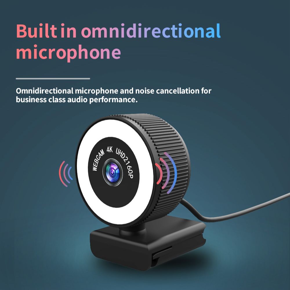 Cámara Web 4K con micrófono, Webcam gran angular C560 de 120 °, 800W, USB, lámpara de llenado de brillo integrada
