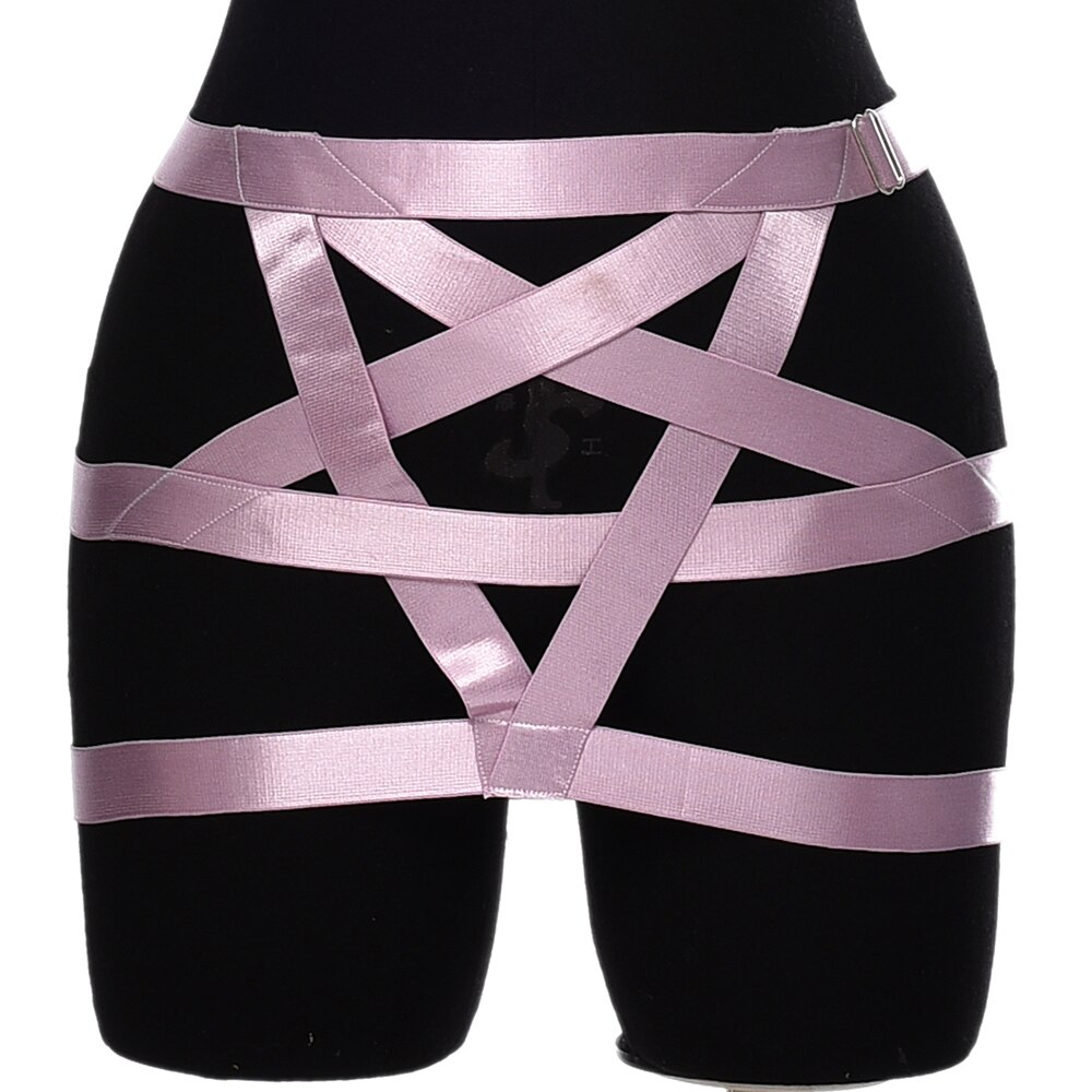 Arnés de pentagrama de estrella, falda ajustable, jaula de cuerpo, ropa Sexy hueca para , Liga de colocación gótica, arnés para el cuerpo: N-P0114-QZS