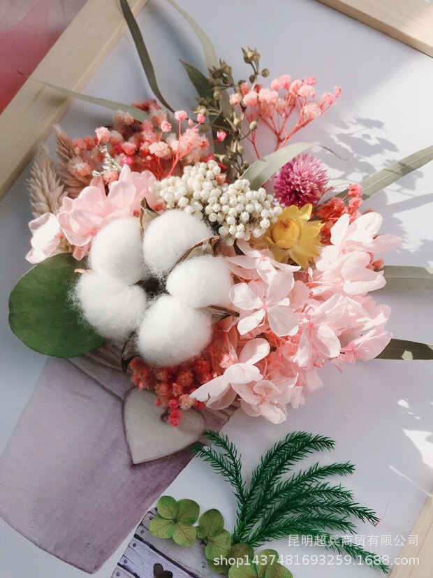 Bolsa de material flor seca marco de foto estereoscópica DIY material bolsa decoración de pared seca foto de flores marco Mesa fabricación de velas