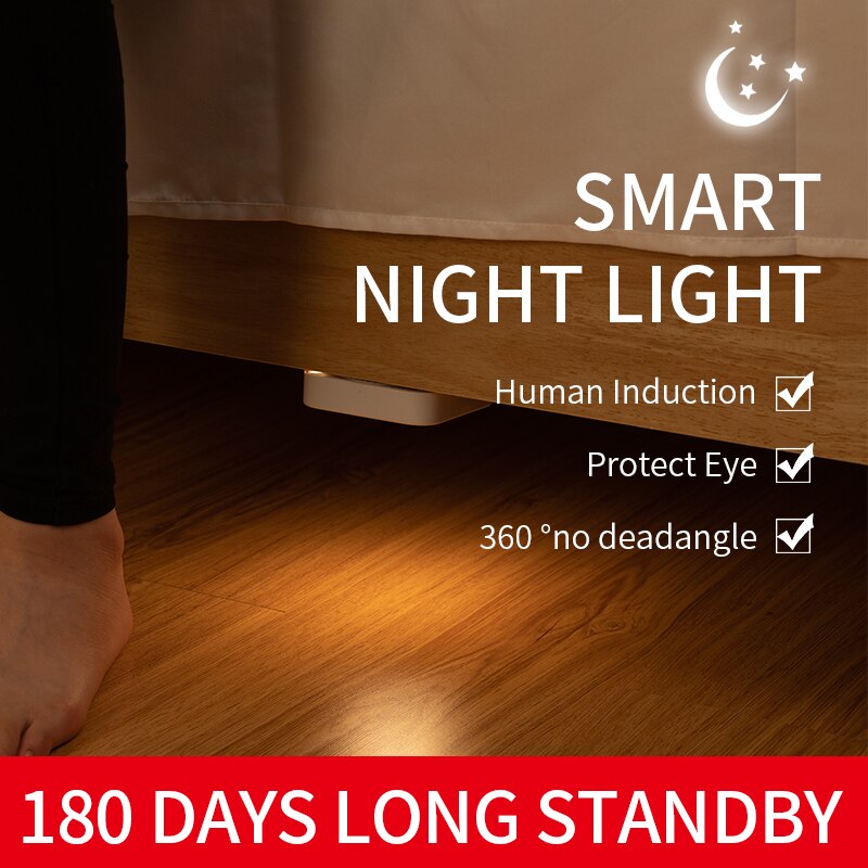 Lille smart induktion natlampe sengelekture menneskelig lille senser nattelys ledet lys kontrol natlys til baby soveværelse