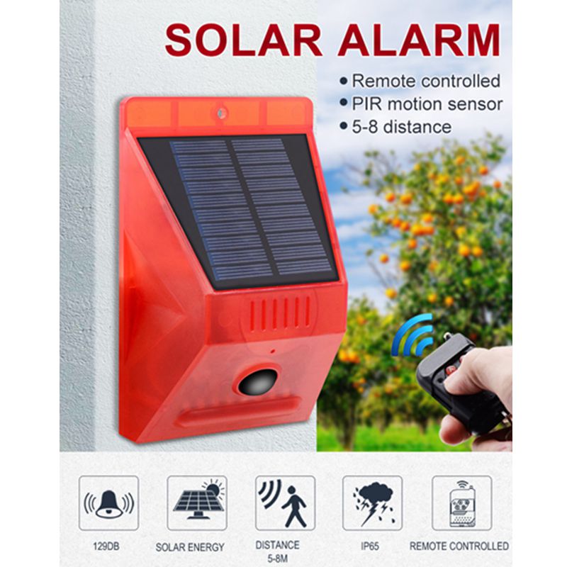 Solar alarm lys trådløs pir bevægelsessensor udendørs have sikkerhedslampe udendørs vandtæt solar alarm lampe