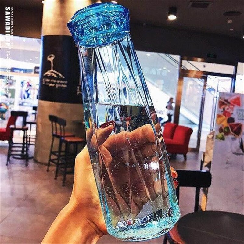 glass vannflaske fargerik krystall diamant par kopp søt krystall vannflaske lett å bære unisex vannflaske