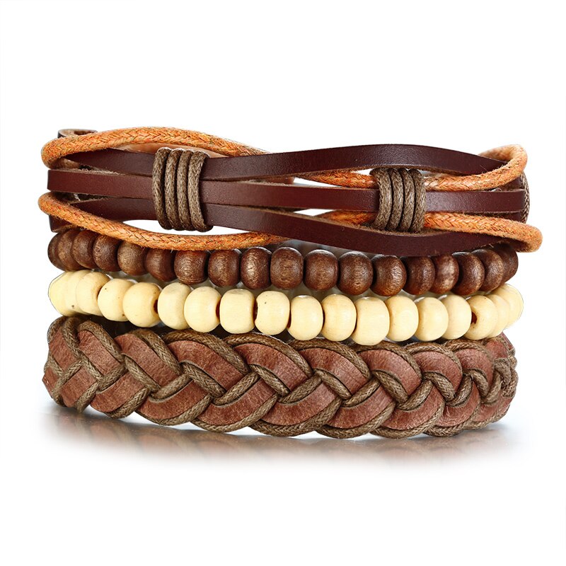 Bracelet rétro rotatif en perles d&#39;os de poisson pour hommes, bijoux tribaux originaux, manchette de surfeur, longueur réglable: BL473