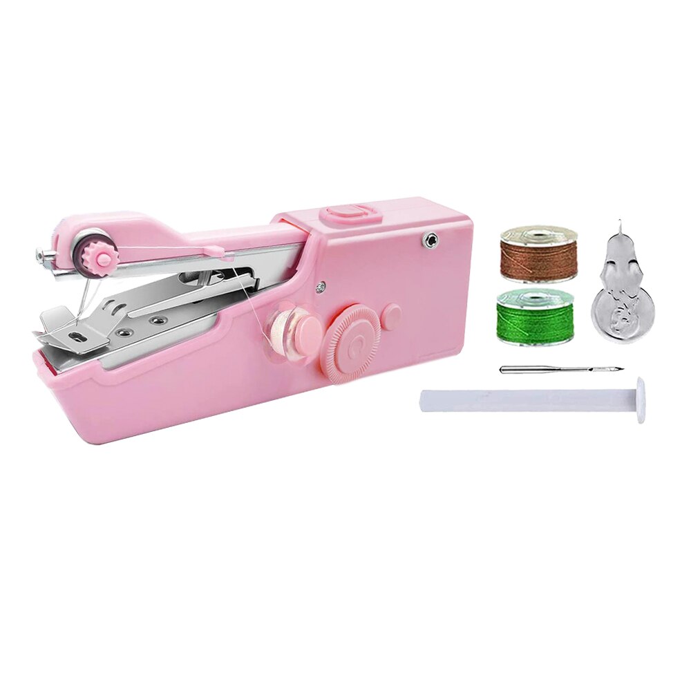 Draagbare Mini Hand Naaimachine Elektrische Steek Huishoudelijke Handheld Naaimachine Cordless Handwerken Quick Kleding Stitchin: Pink Standard