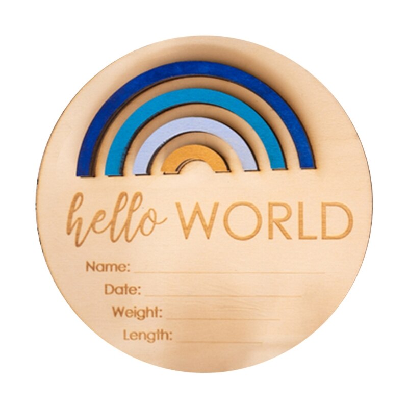 Wooden Rainbow Milestone Cards Growth Commemorate Baby Birth Monthly Recording Card Newborn Infants Shower: 5