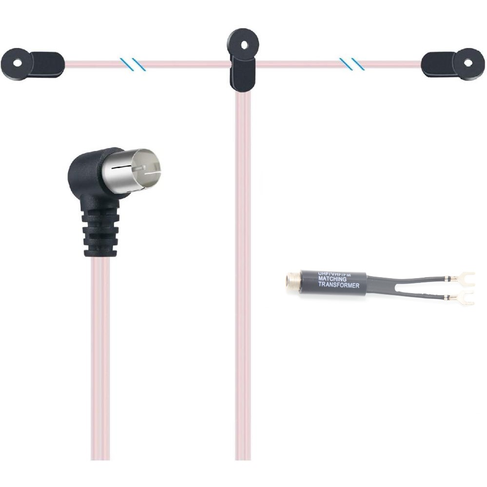 Flex F type 75 Ohm FM Dipole Radio Antenna with different adapters for Top Radio Stereo Receiver HiFi AV Mini System Stereo Kit: Red