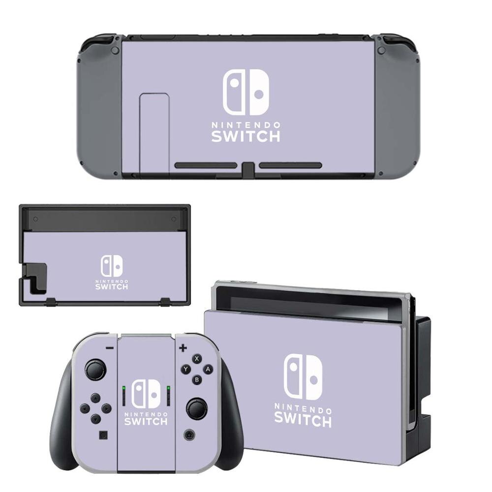 Pure Color Purple Pink Vinyl Screen Skin Protector Stickers for Nintendo Switch NS Console + Controller + Stand Holder Skins: YSNS2529