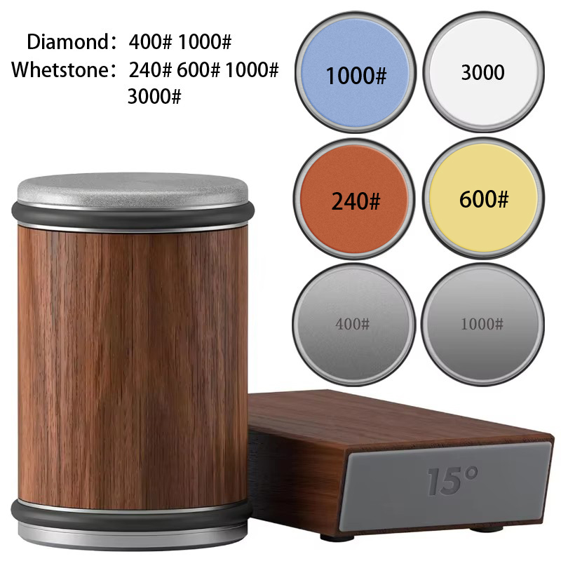 Affilacoltelli magnetico con pietra diamantata per affilare il sistema di macinazione da cucina in legno Accessorio per rullo angolare da 15 a 20 gradi: Cielo Blu