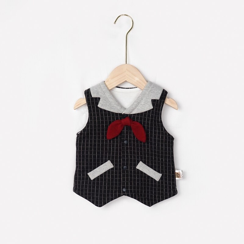 ベビーベスト冬服少年少女の冬服幼児子供暖かいソフトジャケット上着: Black / 1-3M