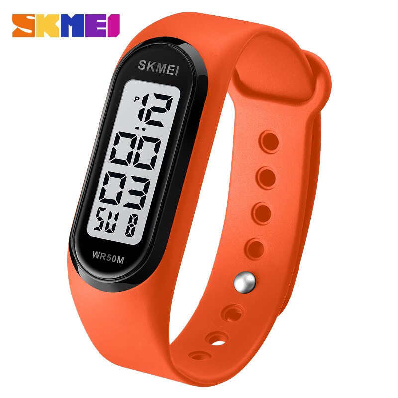 Luxe led-licht digitale horloges merk skmei heren dameshorloge 50m waterdichte datumweergave sport polshorloge reloj hombre klok: Oranje wit