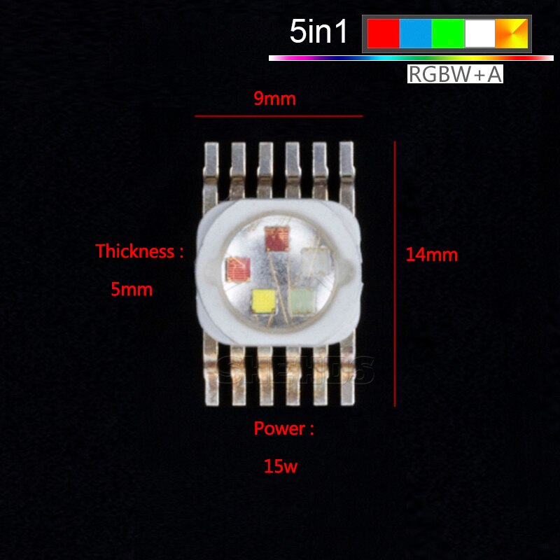 4 unids/lote LED RGBWA 5in1 para iluminación LED RGBWA Chips LED rojo/verde/azul/blanco/Abmer SHEHDS: LED RGBWA 5in1
