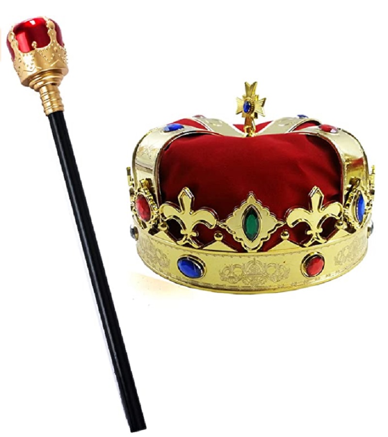 Royal King's crown Scepter set Halloween props Party Dress Up Accessory