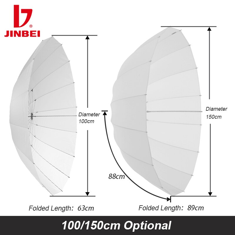 Jinbei 100/150Cm 40 &#39;&#39;/60&#39;&#39; Doorschijnende Zachte Paraplu Witte Diffuser Fotografie Studio Apparatuur Voor Flash strobe Verlichting