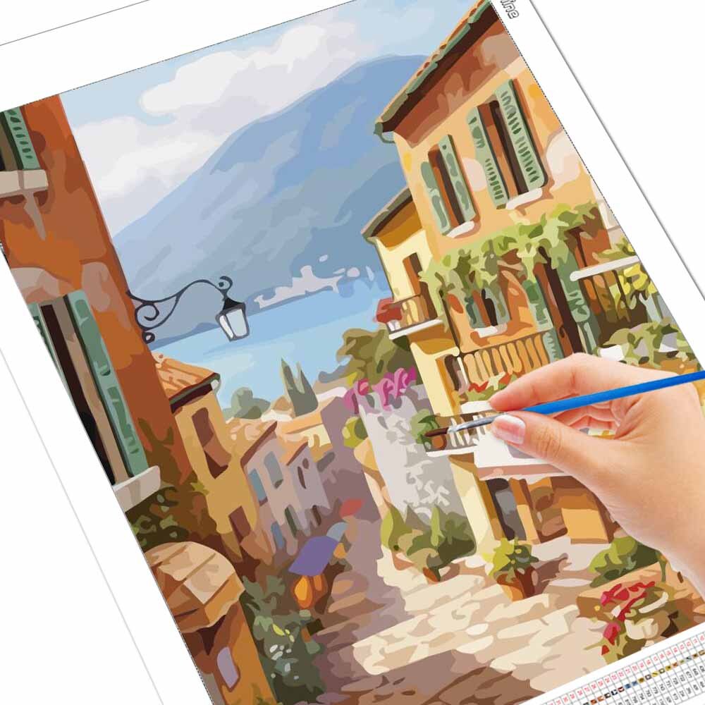 EverShine Painting By Numbers House DIY Kits Drawing Canvas Wall Art Landscape Hand Painted Home Decoration