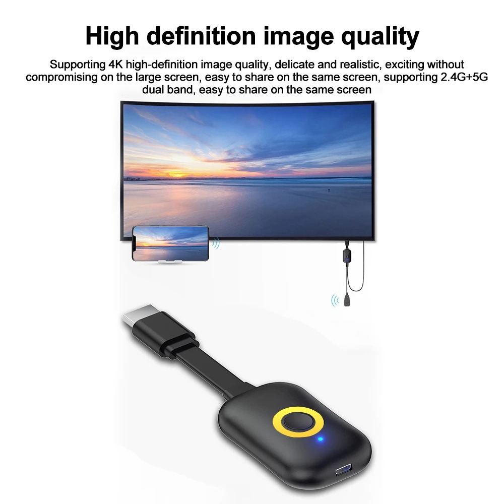 4K HDMI TV Stick 2,4G/5G inalámbrico WiFi Display TV Dongle receptor para Mirascreen para IOS Android a TV