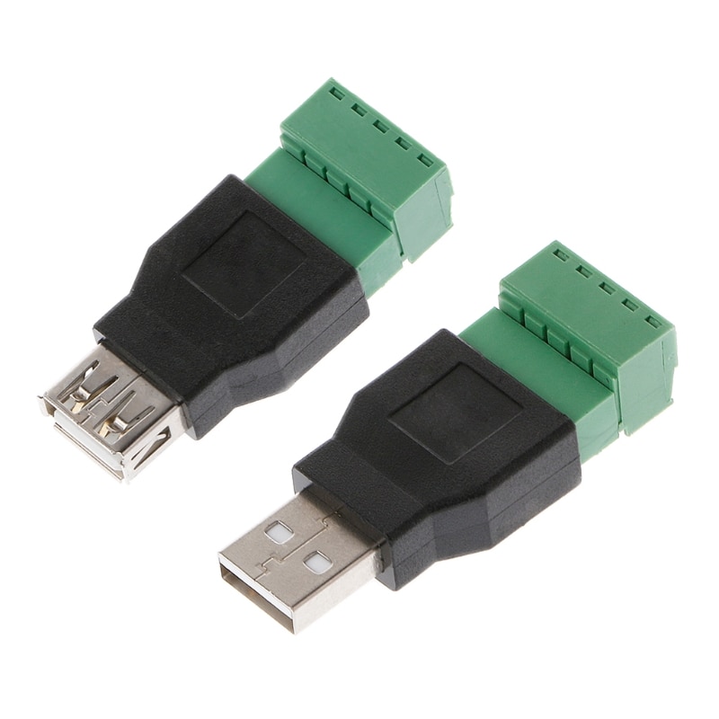 OOTDTY USB Female To Screw Connector USB Plug With Shield Connector USB2.0 Female Jack USB Female To Screw Terminal