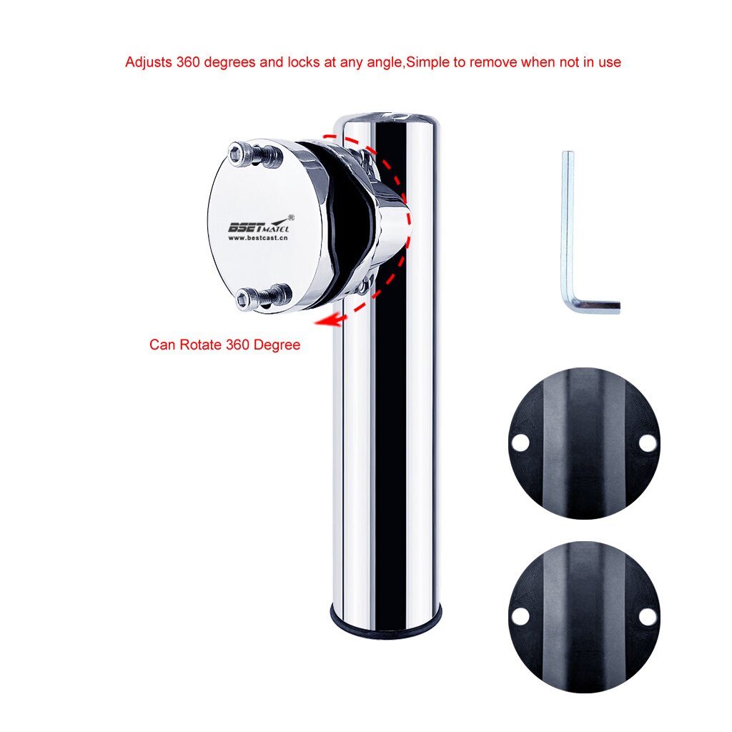 Stainless Steel 316 Fishing Rod Rack Holder Rail Mounted Rest Pole Bracket Support for 25 to 51mm Rail Marine Boat Accessories