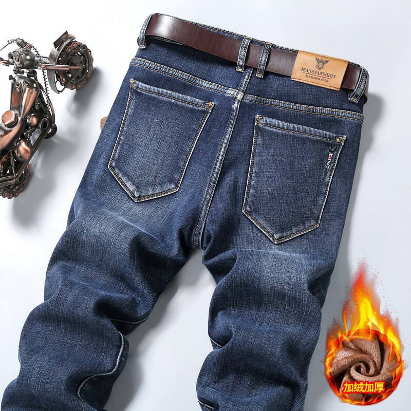 Jantour – jean Slim décontracté pour homme, pantalon Long en Denim, coupe droite, Style anglais, grande taille 28-38, collection hiver