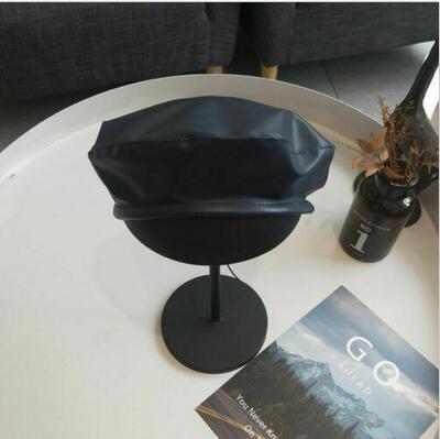 Dames leren baret hoed franse petten schildershoeden dames effen pu baretten: Blauw