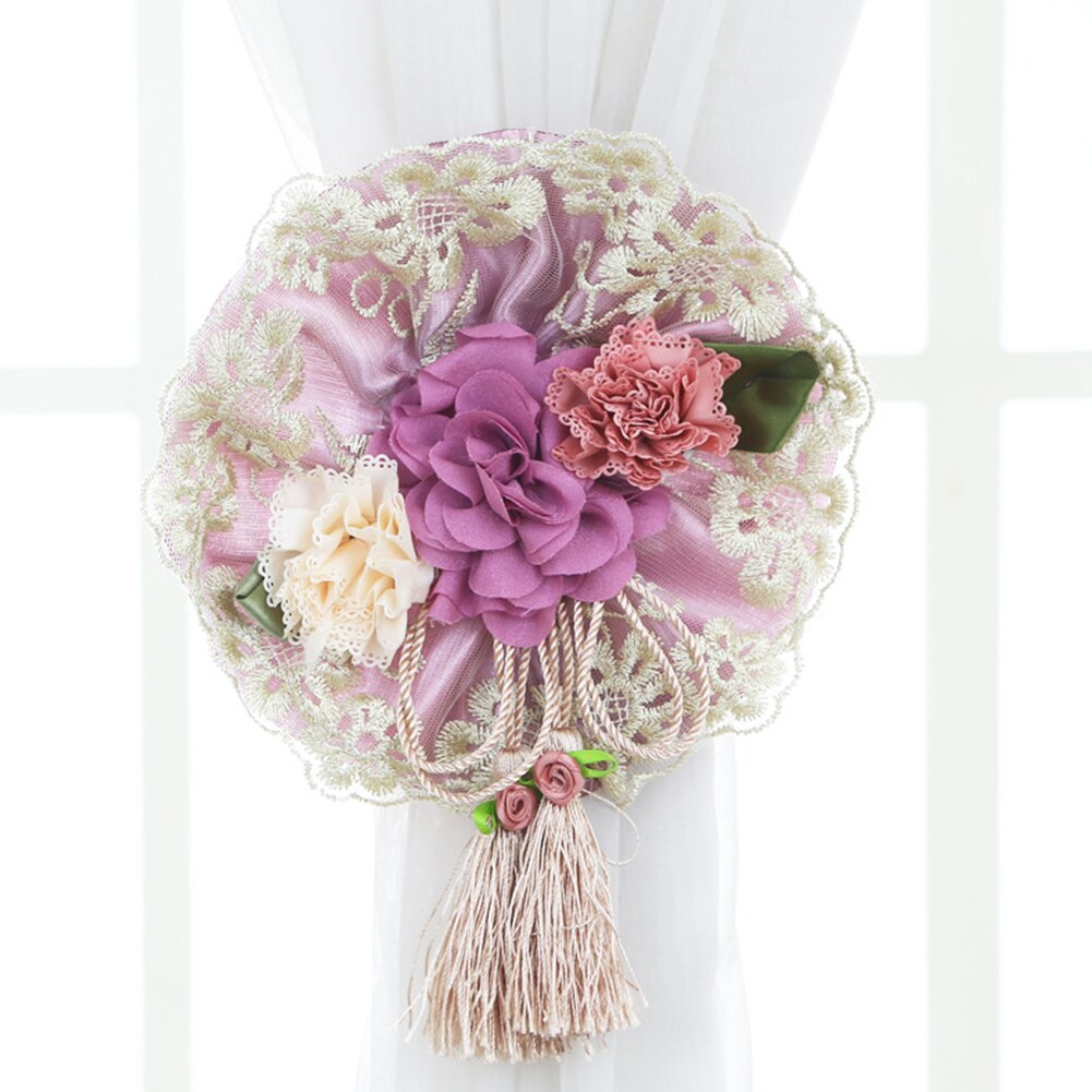 2 Stuks Bloemen Gordijn Tieback Elasticiteit Gordijn Bandjes Metalen Strass Gordijnen Houder Clips Bloem Vormige Gordijn Accessoires