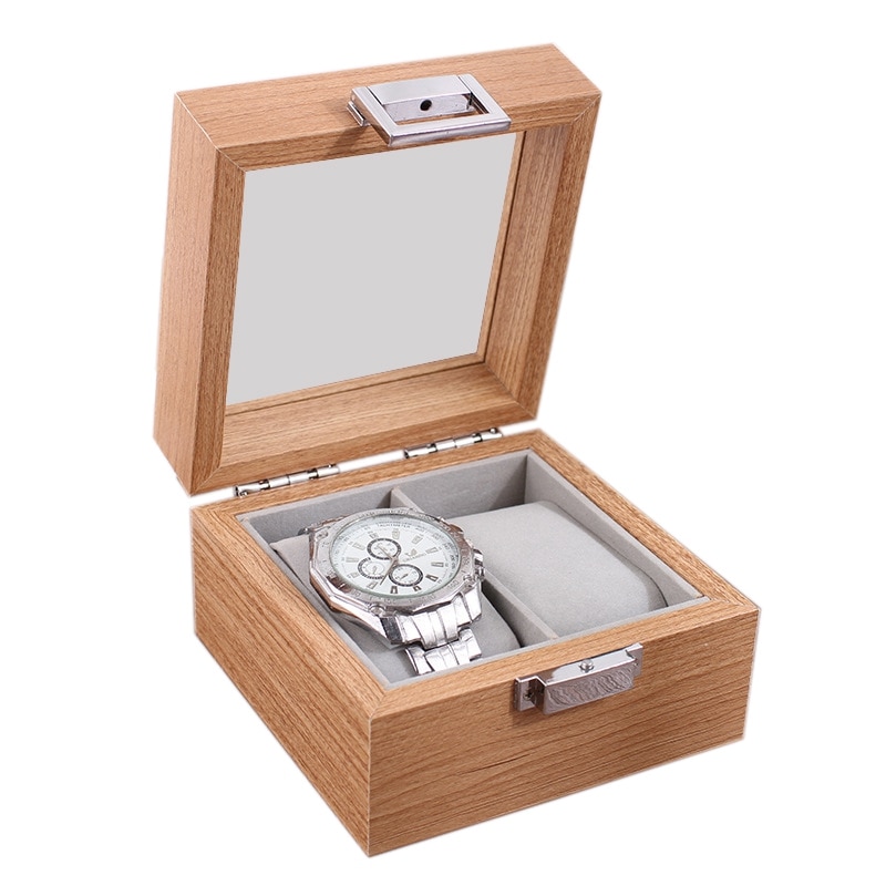 Træ ur box organizer opbevaring til ure ure vitrineholder opbevaring smykkeskrin bedst: 2 gitre