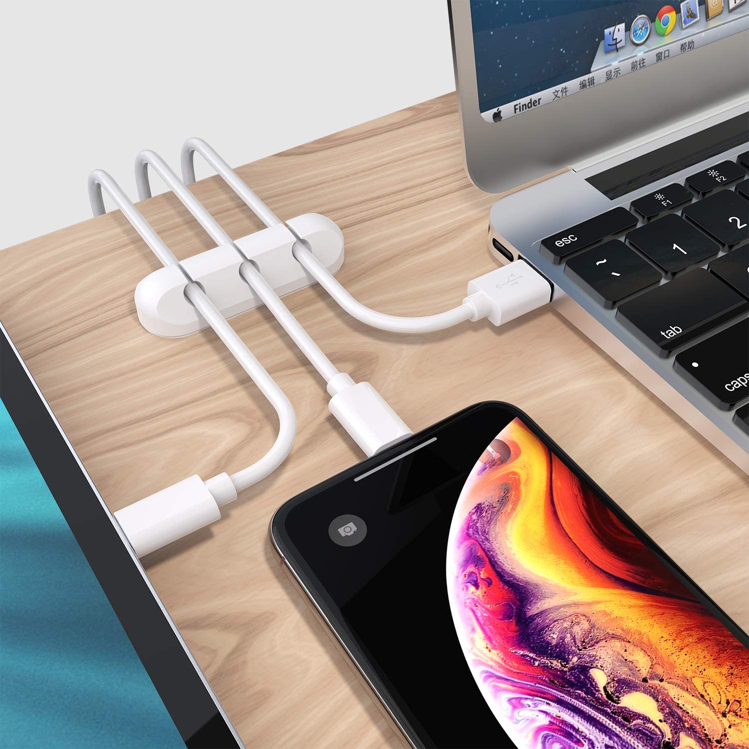 NNBILI Siliconen USB-kabelorganizer Kabelhaspel Desktop Tidy Management Clips Kabelhouder voor muis Hoofdtelefoon Draadorganizer