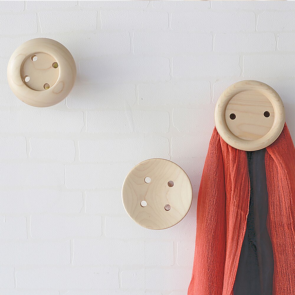 Wooden Button Coat Hooks Wall Mounted Coat Hanging... – Grandado