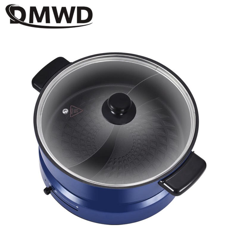 DMWD 4L Multifunctional pot Round /Double-flavor pot multicooker heating pan Soup stew pot Non-stick coating Aluminum alloy