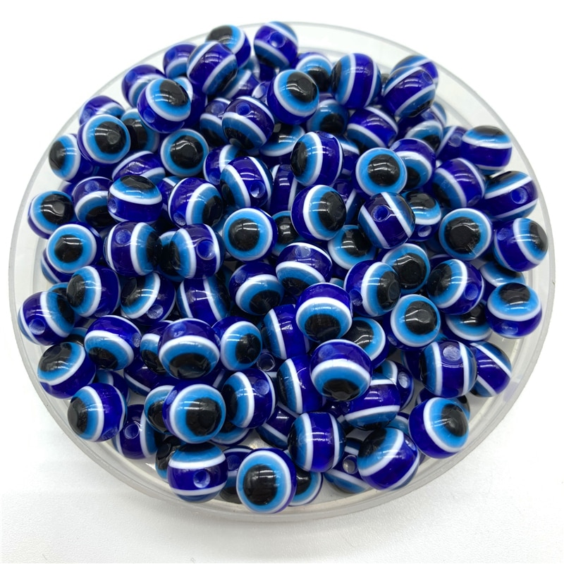 6Mm 8Mm 10Mm Blue Ronde Spacer Kralen Evil Eye Kralen Streep Resin Spacer Kralen Voor Sieraden Maken diy Armband Ketting Charms