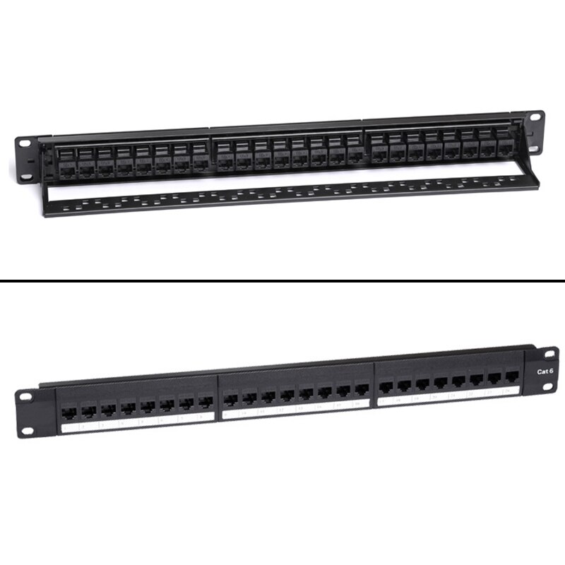 1U Kast Rack Type Straight Through 24-Poort CAT6 Patch Panel RJ45 Kabel Adapter Ladder Jack Modulaire Module