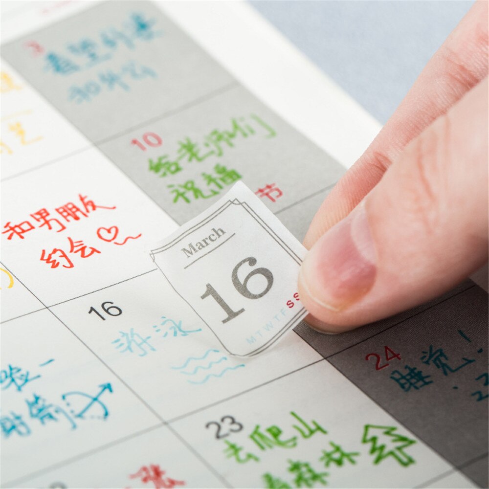 12 Sheets 365 Days Stickers Kawaii Stationery Daily Planner Label Stickers DIY Scrapbooking Decorations Student