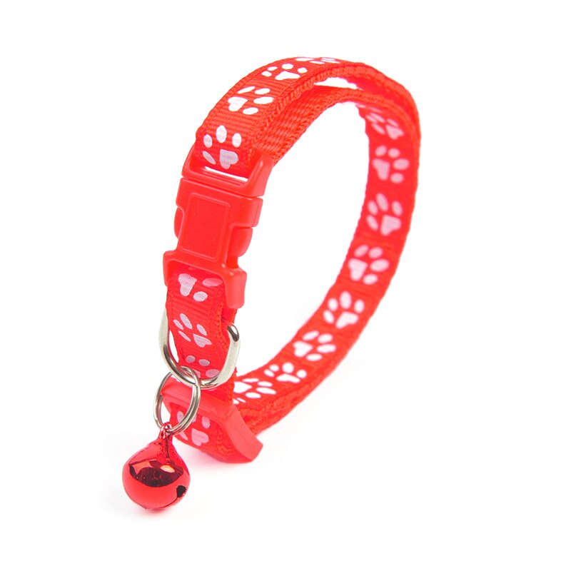 Cat Collar 12 Color Cat Necklace And Cat Paw Print Adjustable Collar Bell Positioning Pet Collar Cat Collar With Bell