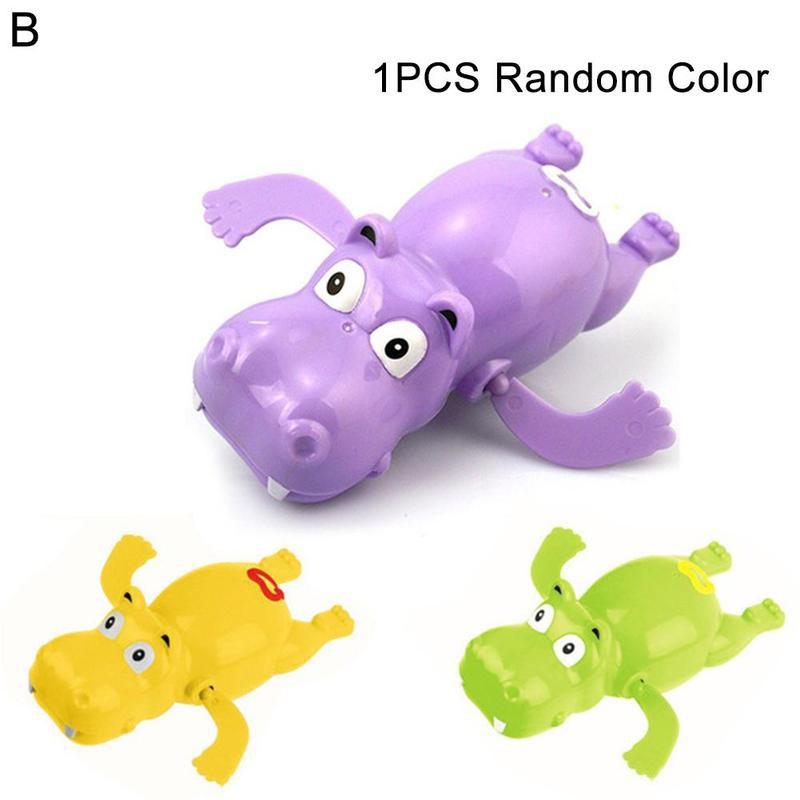 1pcs Baby Bath Clockwork Toy Cartoon Toy Wind-up Water Color Hippo Shark Toy Shower Bathing Random Playing G5Z1: Hippo