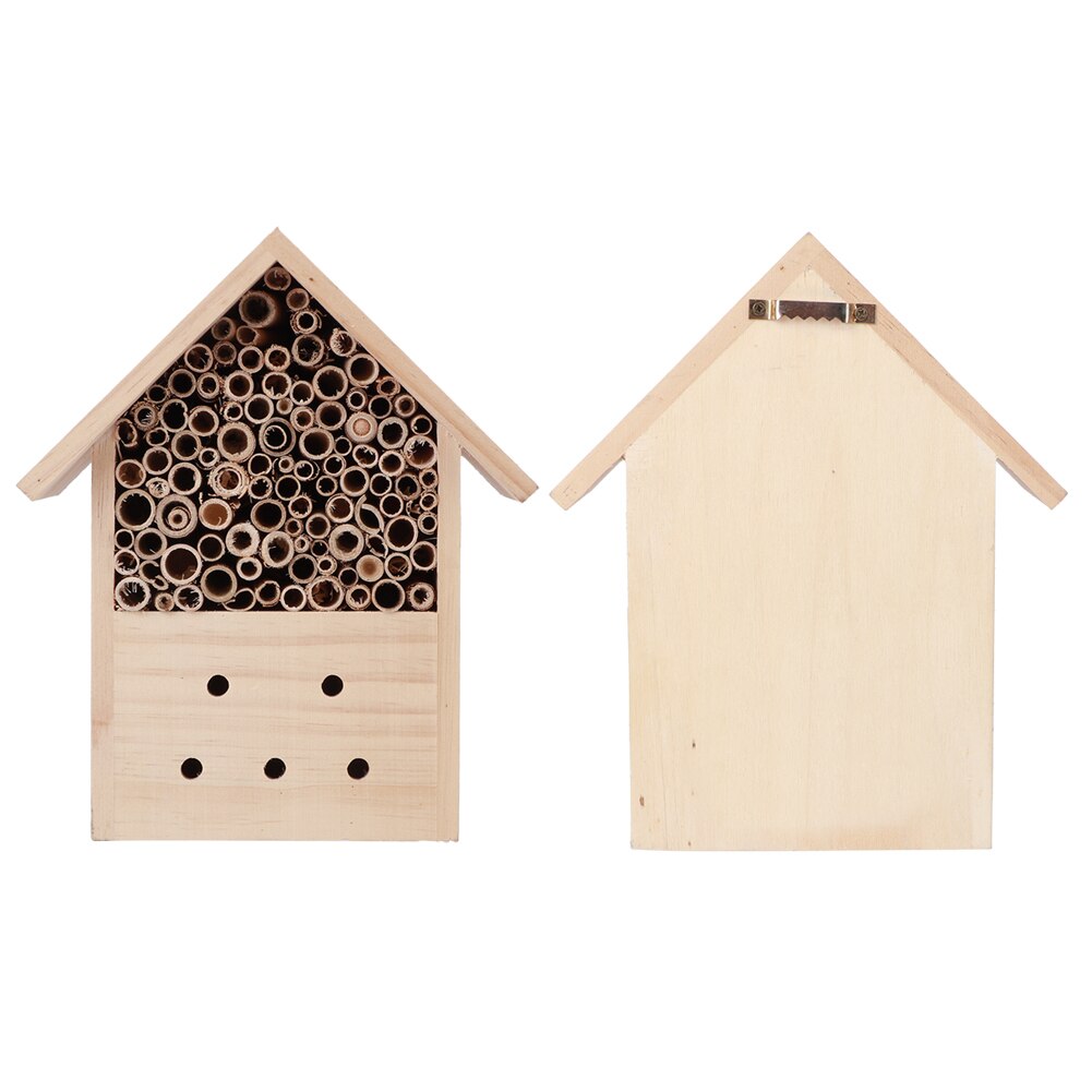 Outdoor Mini Pine Wood Insect Bee House Shelter Handwork Art Craft Garden Decoration Ornament Insect Bee House