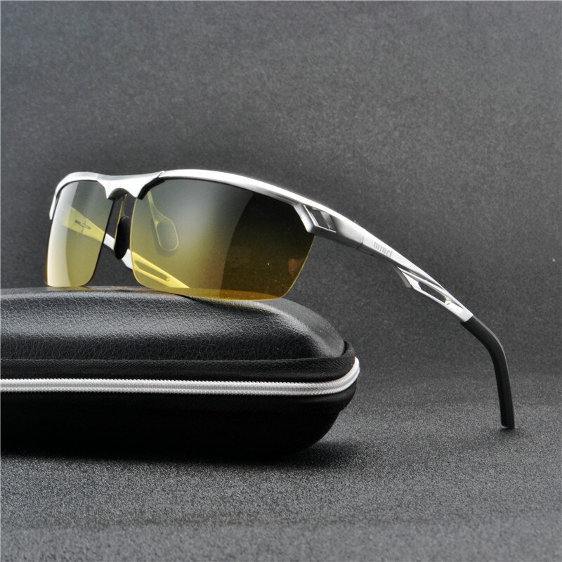 Dag En Nachtzicht Zonnebril mannen Imitatie Aluminium magnesium Frame Gepolariseerde Lenzen Veilig Rijden Goggles Eyewear FML