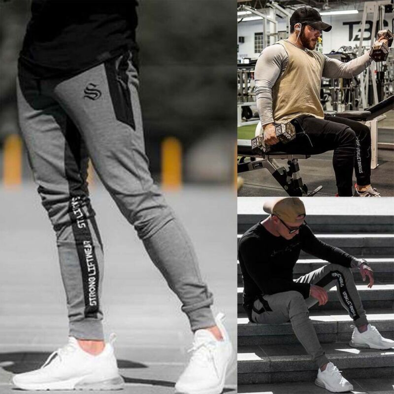 M-XXL Men Long Casual Sport Pants Gym Slim Fitness Trousers Running Joggers Bodybuilding Workout Skinny Sweatpants