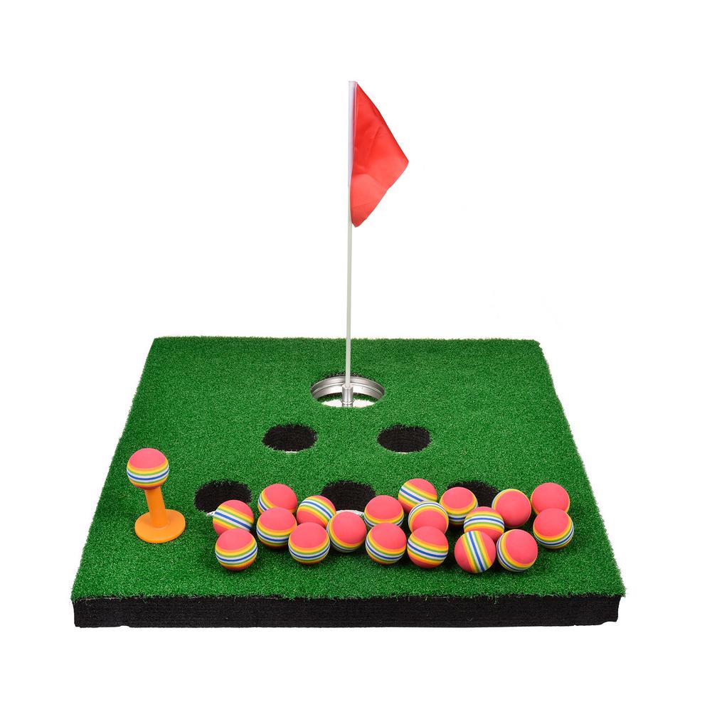 EPE Floating Green Golf Mat Water Pool Flag Driving Artificial Turf Pool Golf Game Set Floating Golf Green w/ Other Accessories: 6 holes