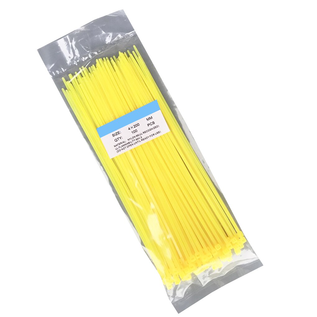 100 stk. 200mm selvlåsende nylon kabelbindere plast lynlås wire bindende wrap stropper værktøj 8 farver: No2
