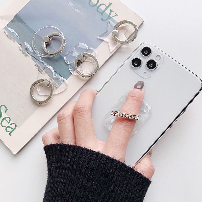 Finger Ring Mobile Phone Smartphone Stand Holder Cell Smart Round Phone Ring Transparent Cat Holder Heart Socket Car Mount Stand