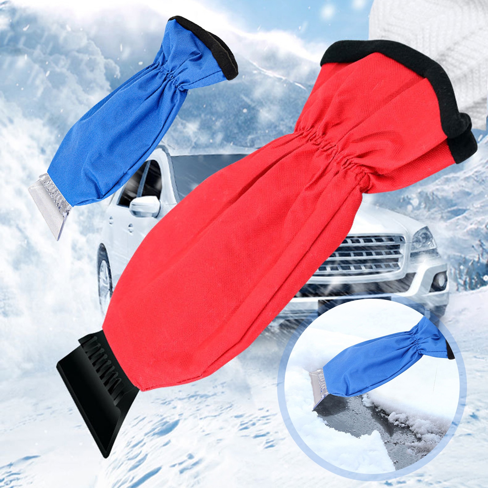 Car Ice Scraper Windshield Ice Breaker Quick Clean Glass Brush Snow Remover Tool Auto Window Winter W/Sleeve Snow Brush Shovel