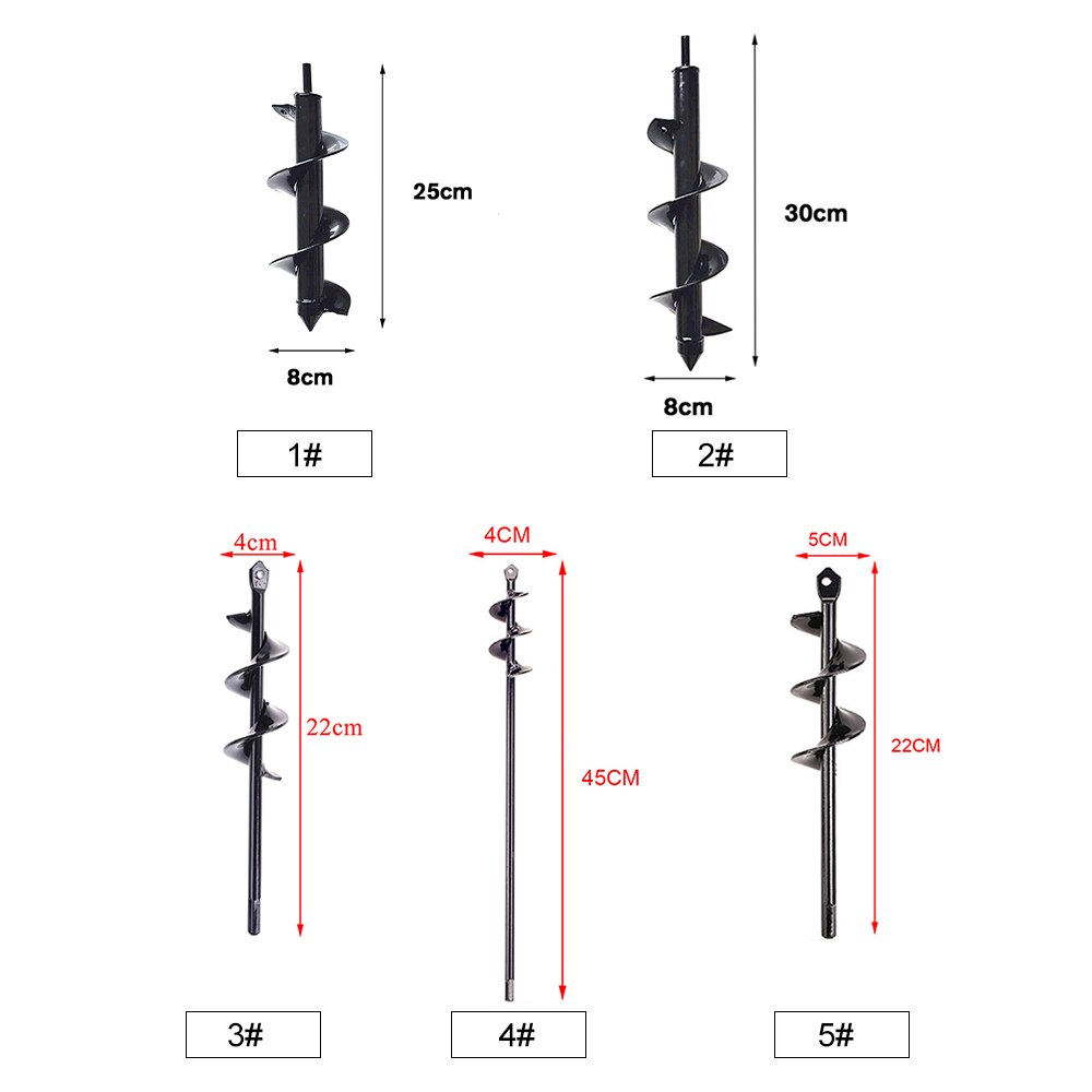 Garden Auger Spiral Drill Bit Tool Flower Planter Bulb Shaft Drill Auger Yard Gardening Bedding Planting Hole Digger Tool